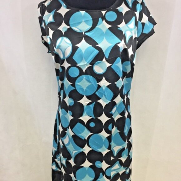Maurices Dresses & Skirts - Dot Artsy Dress, 3/4, Blue Aqua and Black